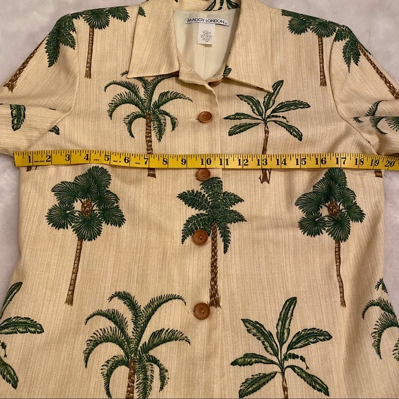 VINTAGE MAGGY LONDON PALM TREE BLAZER / SUIT JACKET  SZ 10 ๐ด - Picture 7 of 12